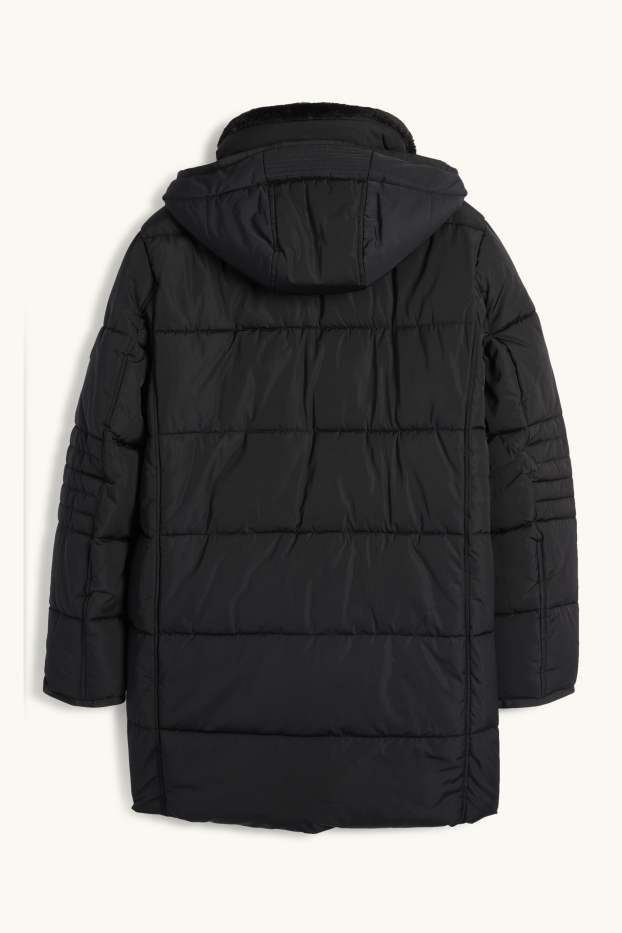 Home - Jaqueta embuatada amb caputxa - impermeable - negre