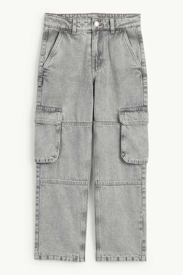 Kinderen: jongens - Cargo jeans - thermojeans - jeanslichtgrijs