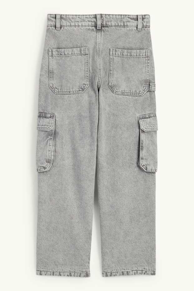 Kinderen: jongens - Cargo jeans - thermojeans - jeanslichtgrijs