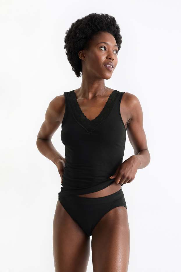 Dames - Set van 3 - slip - naadloos  - zwart