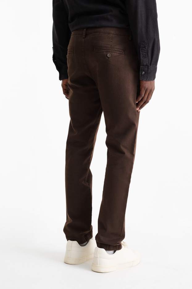 Hommes - Chino - slim fit - Flex - marron foncé