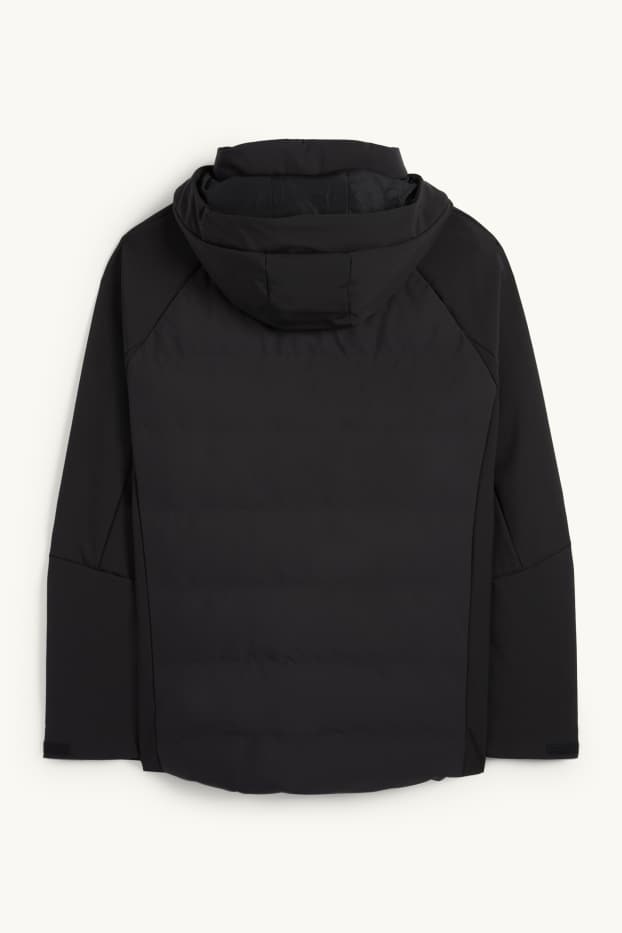 Uomo - Giacca trapuntata con cappuccio - idrorepellente - nero