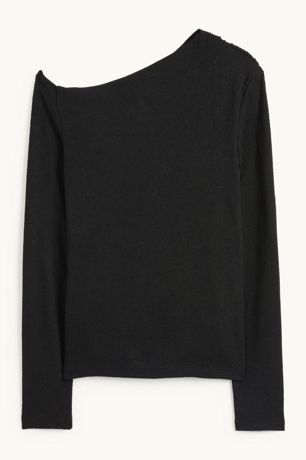 Dona - Samarreta de màniga llarga - texturada - negre
