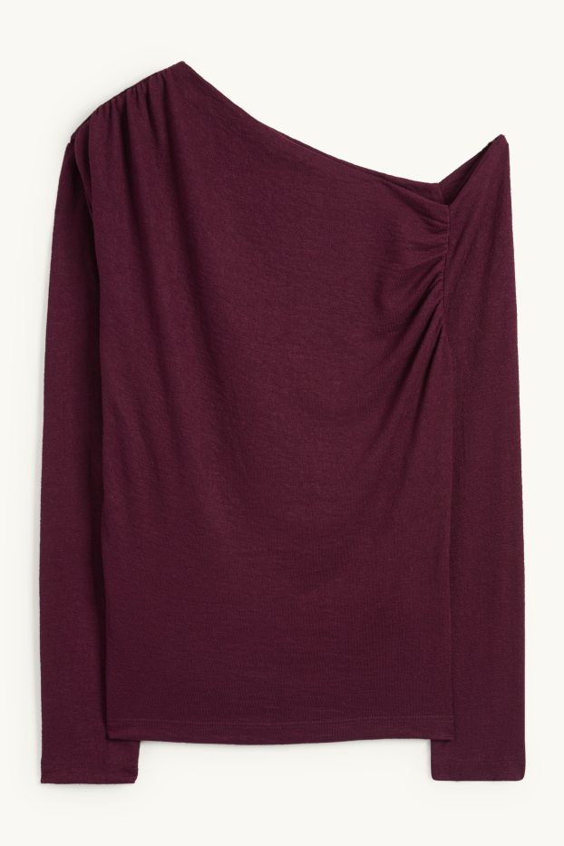 Women - Long sleeve top - textured - purple