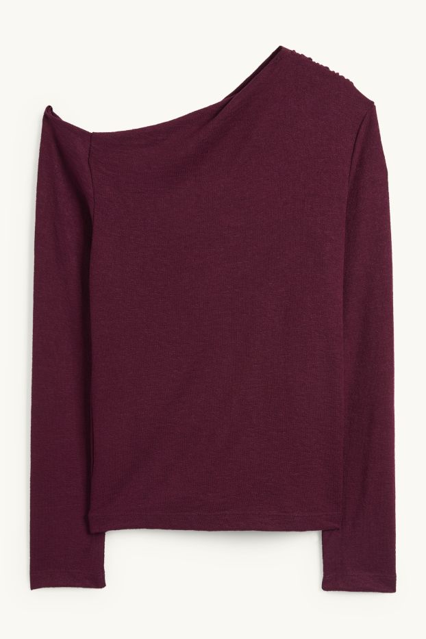 Women - Long sleeve top - textured - purple