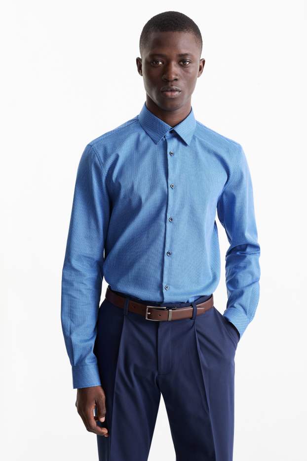 Home - Camisa formal - slim fit - Kent - fàcil de planxar - estampada - blau