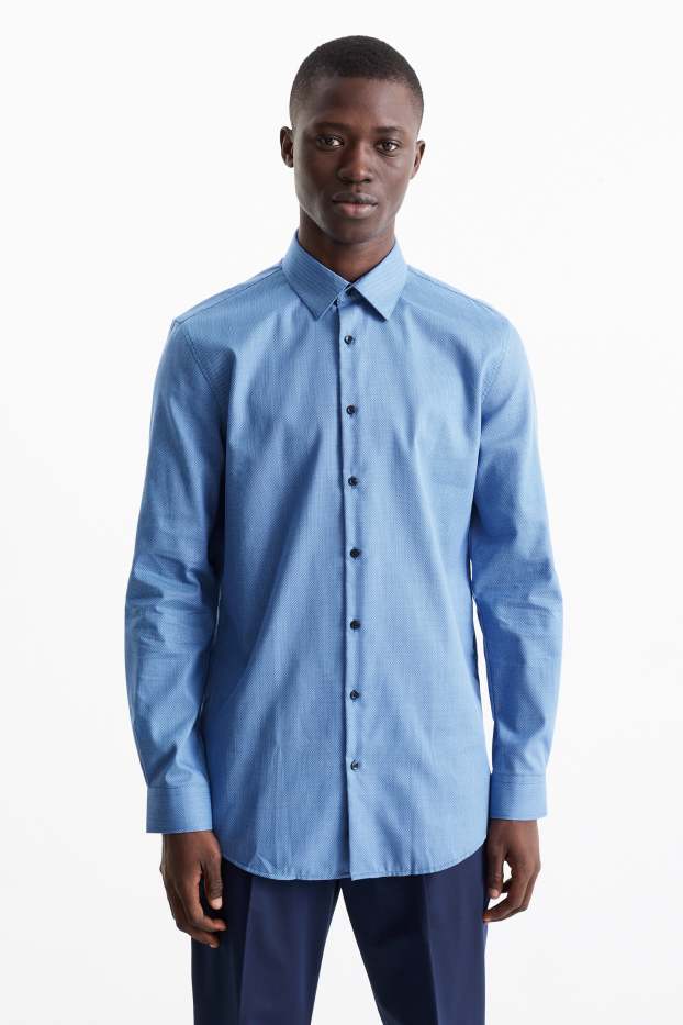 Home - Camisa formal - slim fit - Kent - fàcil de planxar - estampada - blau