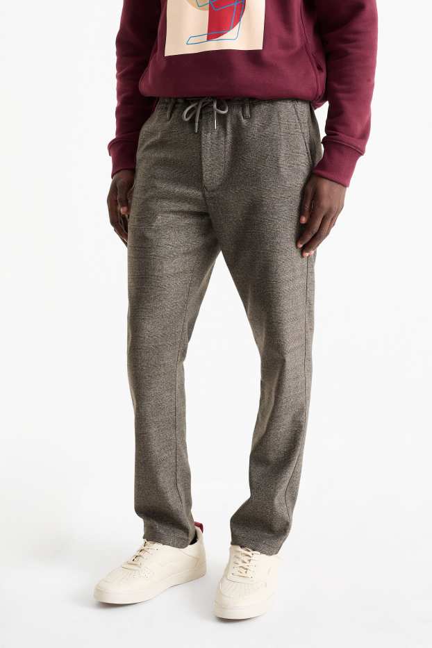 Hommes - Chino - slim fit - à carreaux - marron foncé