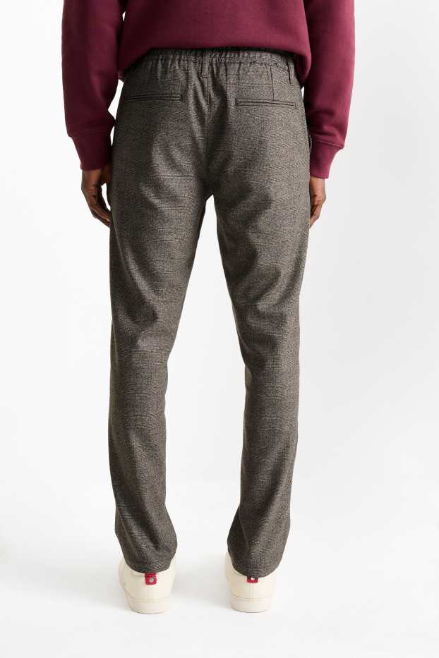 Hommes - Chino - slim fit - à carreaux - marron foncé