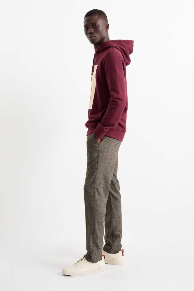 Hommes - Chino - slim fit - à carreaux - marron foncé