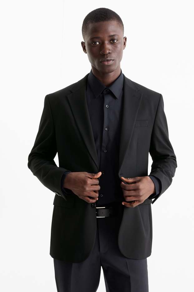 Herren - Baukasten-Sakko - Regular Fit - Flex - LYCRA® - Mix & Match - schwarz