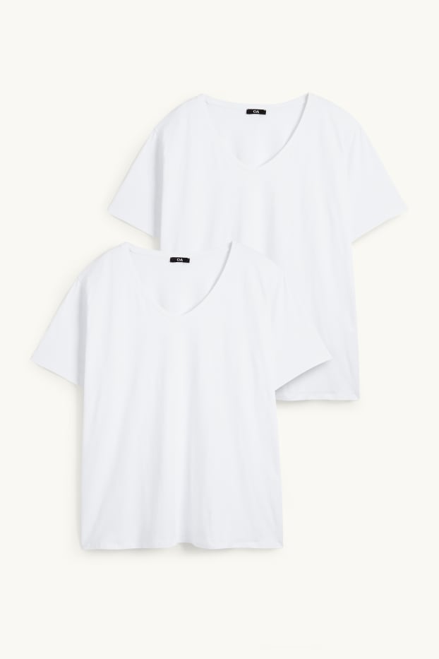 Women - Multipack of 2 - V-neck T-shirt - LYCRA® - white