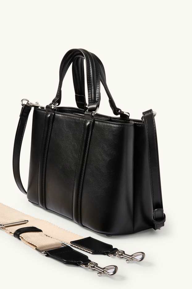 Donna - Borsa a tracolla con spallaccio staccabile - similpelle - nero