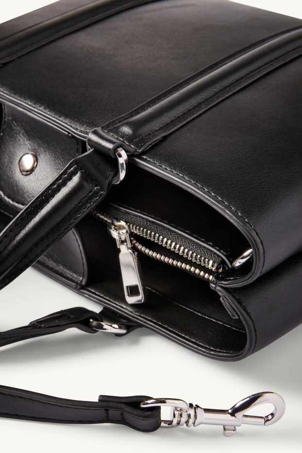 Donna - Borsa a tracolla con spallaccio staccabile - similpelle - nero