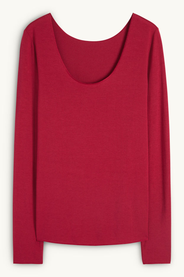 Dames - Ondershirt met kasjmiergehalte - donker rose