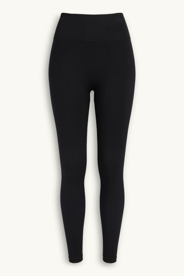 Donna - Leggings tecnici - senza cuciture - tramati - protezione UV - nero
