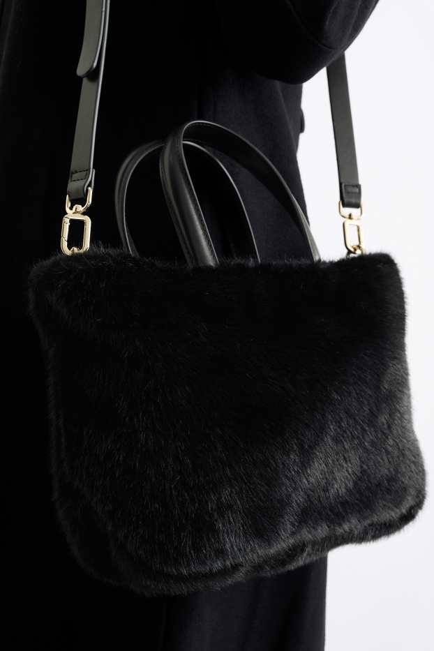 Damen - Großer Shopper mit abnehmbarem Taschengurt - schwarz