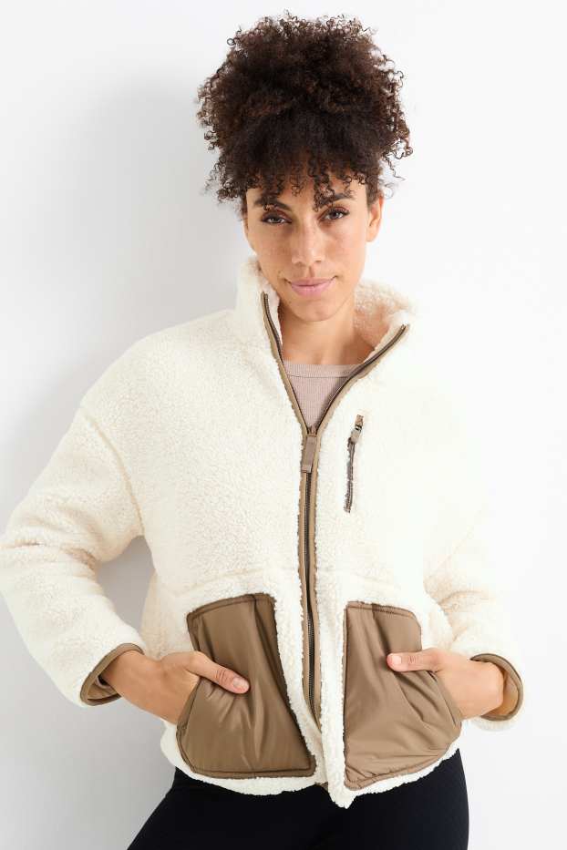 Damen - Teddy-Fleecejacke - cremeweiß