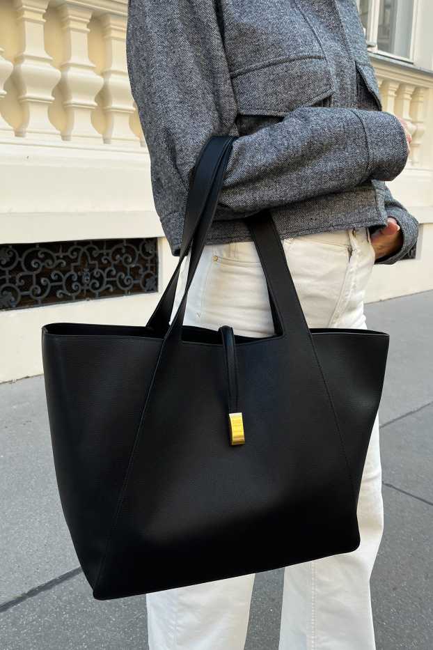 Damen - Shopper - Lederimitat - schwarz