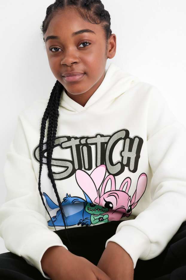 Enfants filles - Lilo & Stitch - ensemble - sweat à capuche et pantalon de jogging - 2 pièces - blanc