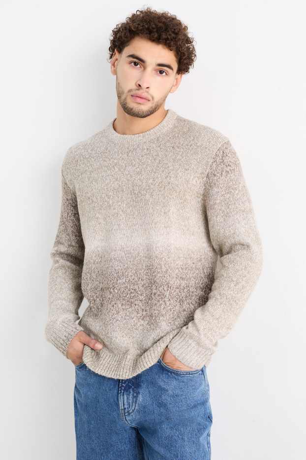 Hommes - Pullover - à motif - beige clair