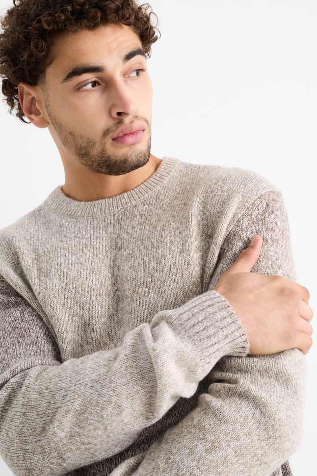 Hommes - Pullover - à motif - beige clair