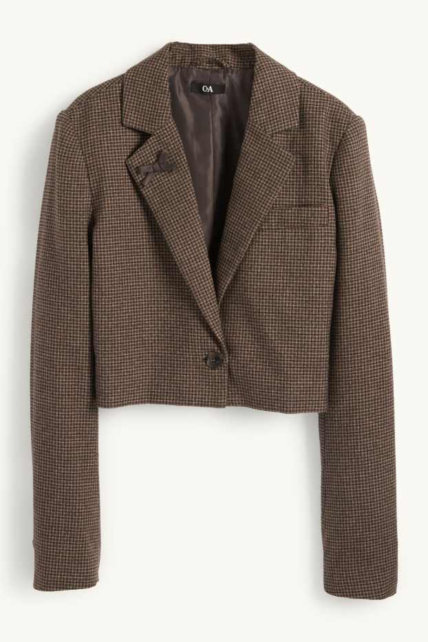 Femmes - Blazer court - à carreaux - marron foncé