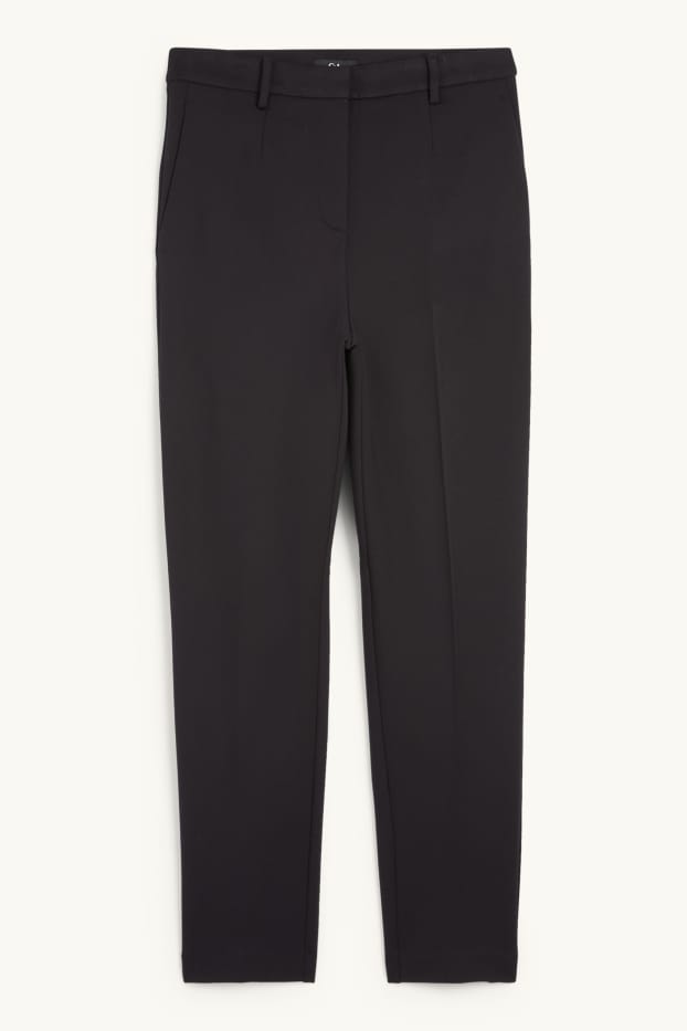 Femei - Pantaloni din jerseu - talie medie - slim fit - negru