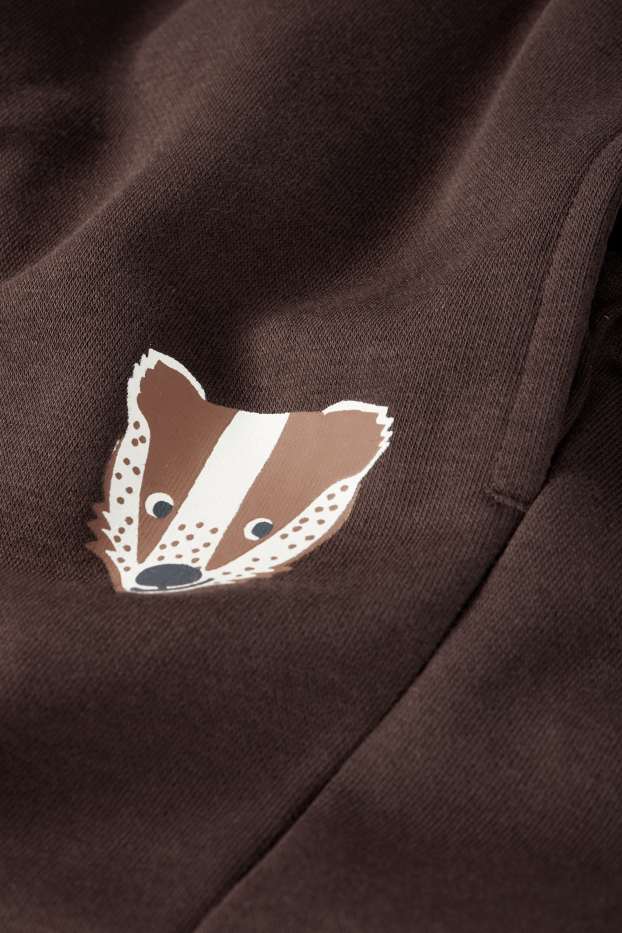 Enfants garçons - Animaux sauvages - ensemble - sweat à capuche et pantalon de jogging - 2 pièces - gris clair chiné