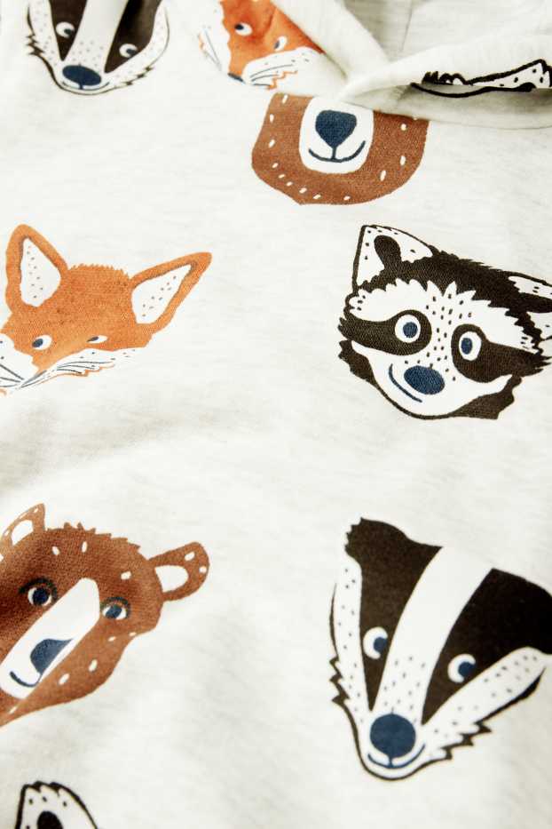 Enfants garçons - Animaux sauvages - ensemble - sweat à capuche et pantalon de jogging - 2 pièces - gris clair chiné