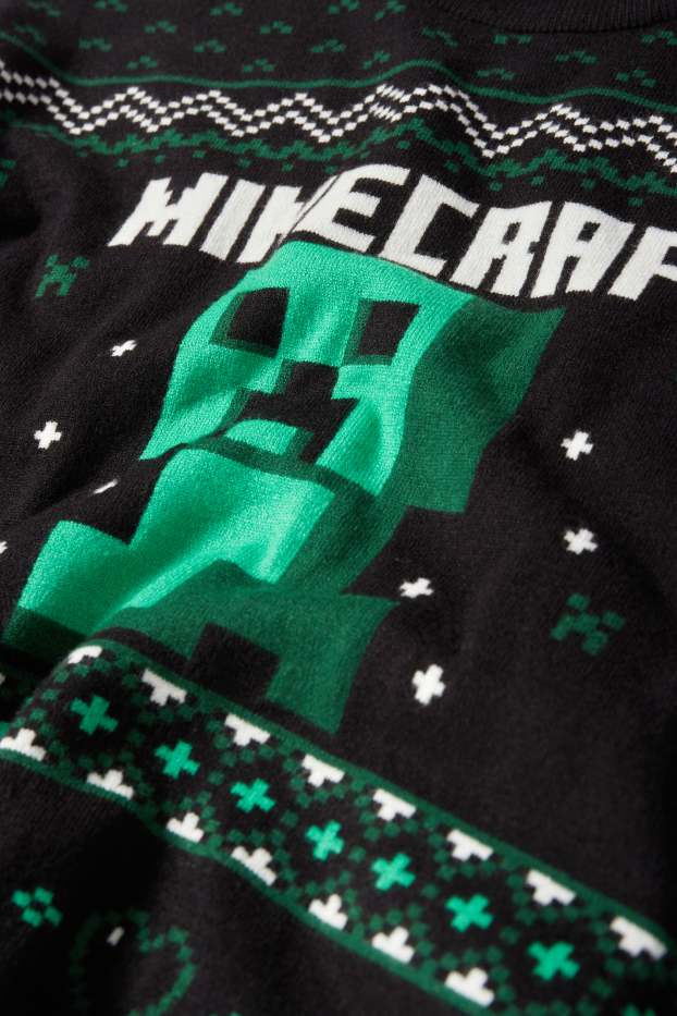 Enfants garçons - Minecraft - pull de Noël - noir