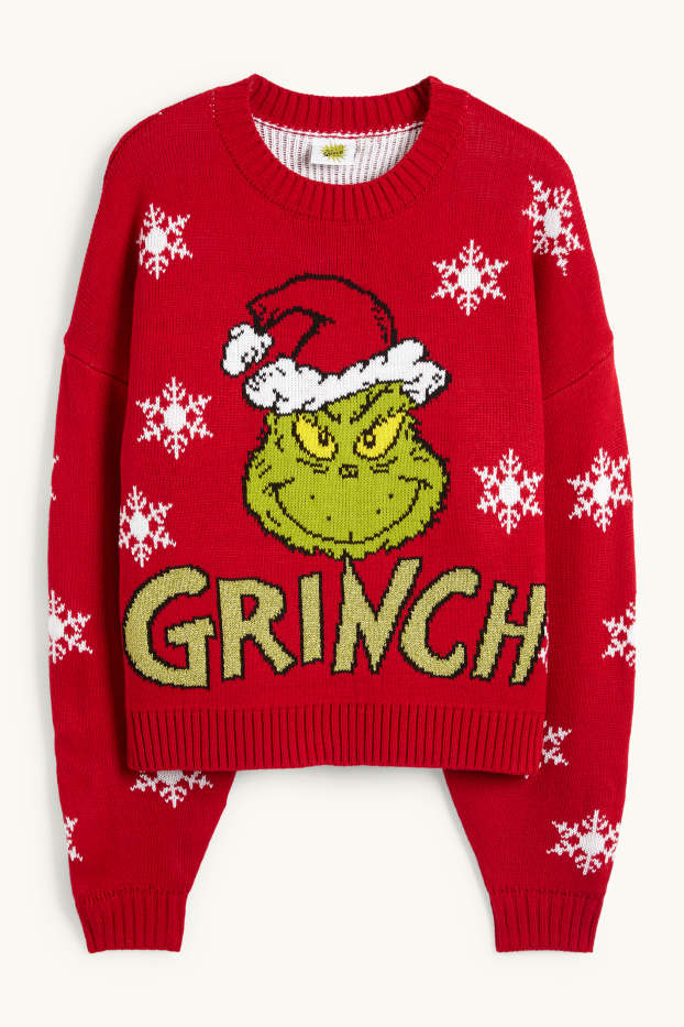 Damen - Weihnachtspullover - Der Grinch - rot