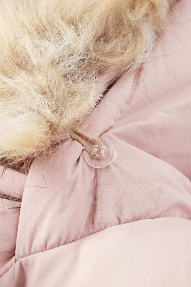Bambine - Piumino con cappuccio e inserto in ecopelliccia - rosa
