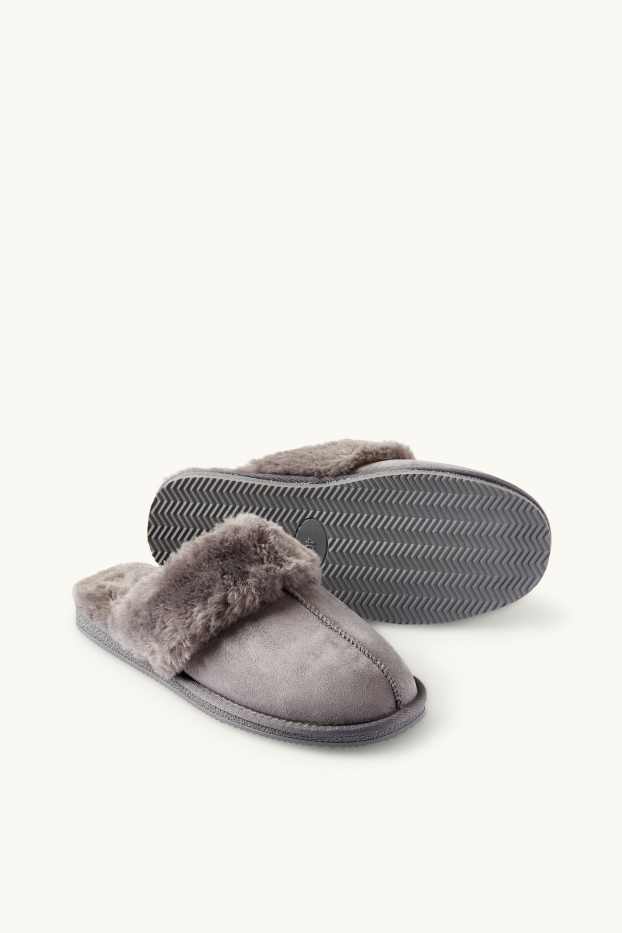 Dona - Sabatilles de casa - pell girada sintètica - gris