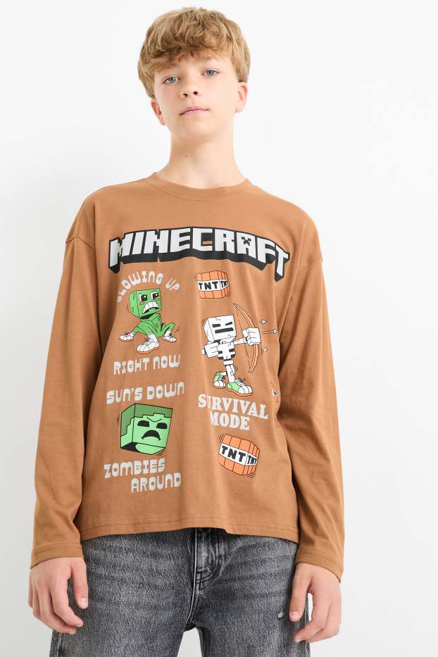 Bambini - Minecraft - maglia a maniche lunghe - marrone