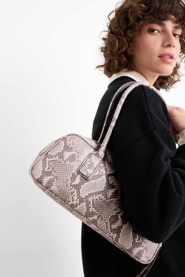 Femmes - Sac d’épaule - synthétique - à motif - beige