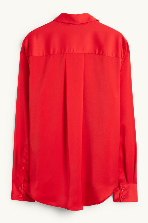 Women - Satin blouse - red