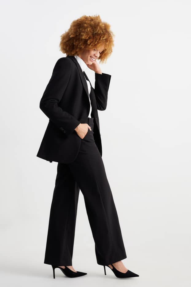 Women - Business trousers - high waist - wide leg - Mix & match - black