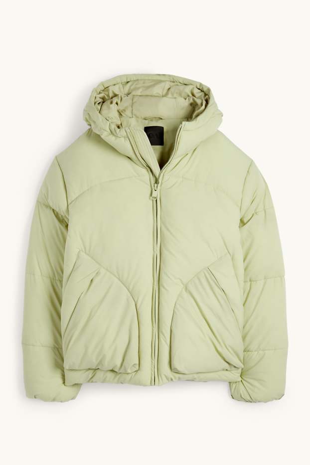 Heren - Gewatteerde jas met capuchon - mintgroen
