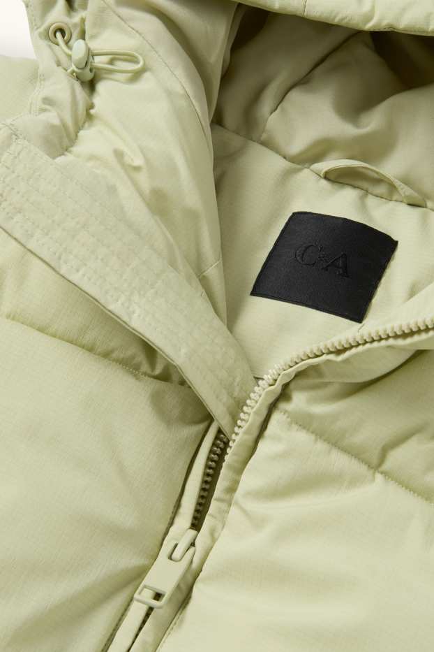 Heren - Gewatteerde jas met capuchon - mintgroen