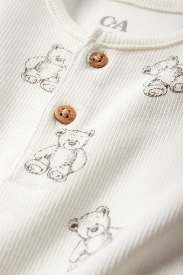 Unisex - Teddy bear - baby bodysuit - ribbed - cremewhite