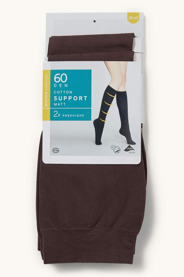 Donna - Confezione da 4 - gambaletti fini - 60 DEN - Caffè