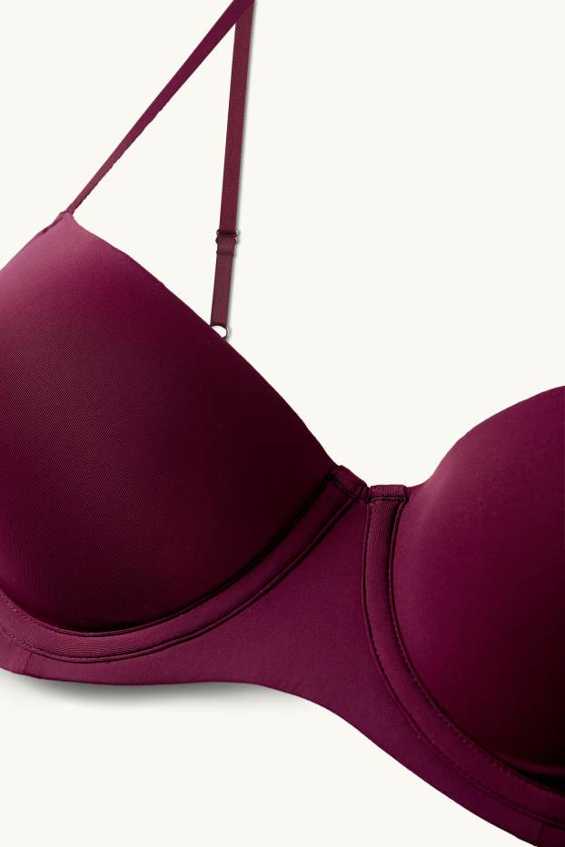 Damen - BH mit Bügel - DEMI - wattiert - LYCRA® - bordeaux