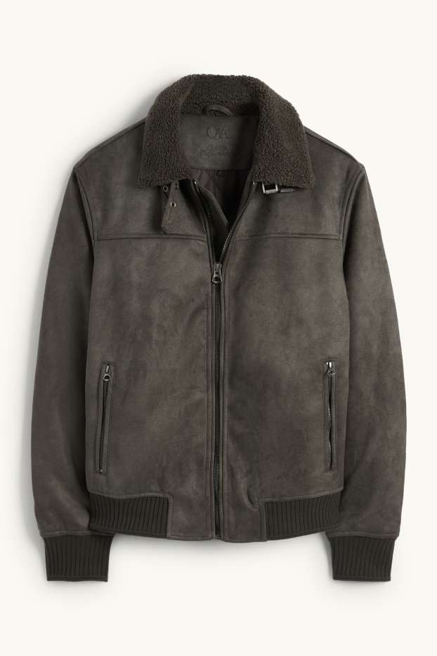 Hommes - Blouson - synthétique - gris foncé