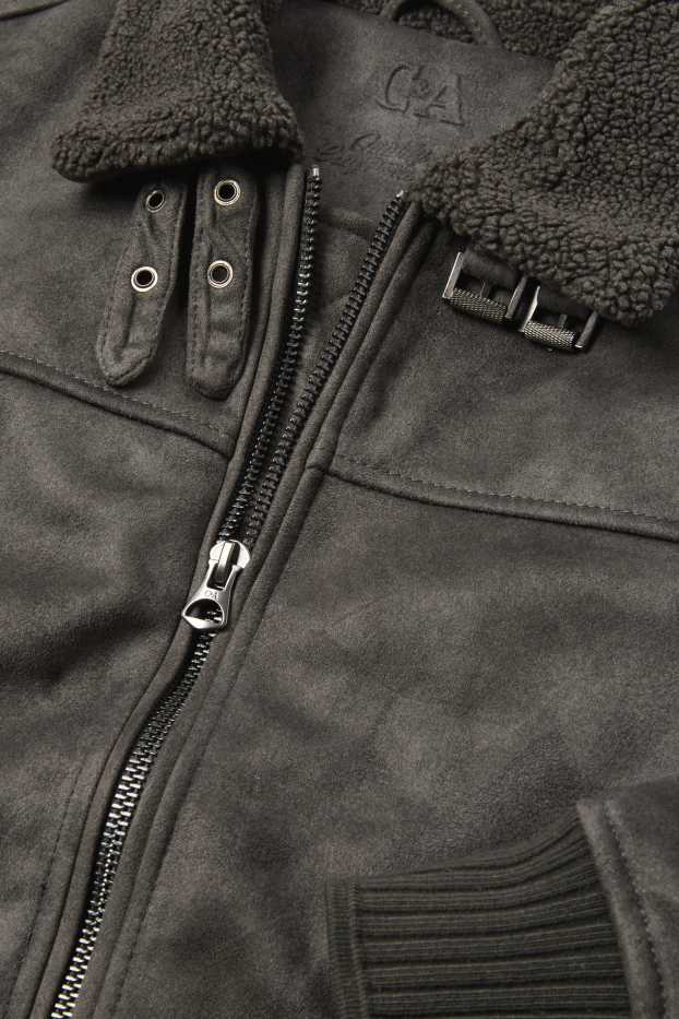 Hommes - Blouson - synthétique - gris foncé