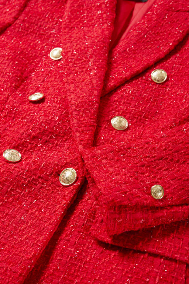 Women - Blazer - fitted - textured - red