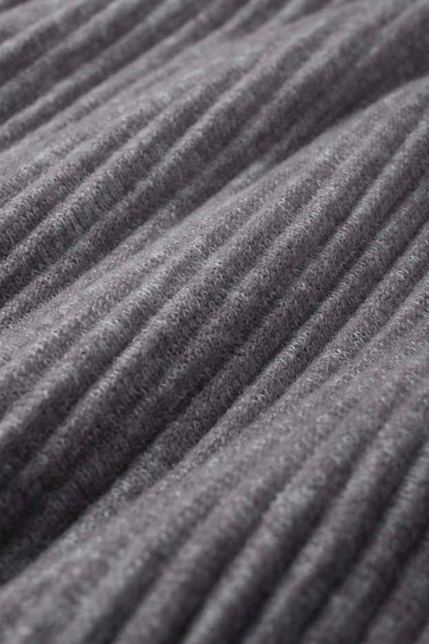 Women - Knitted dress - ribbed - gray