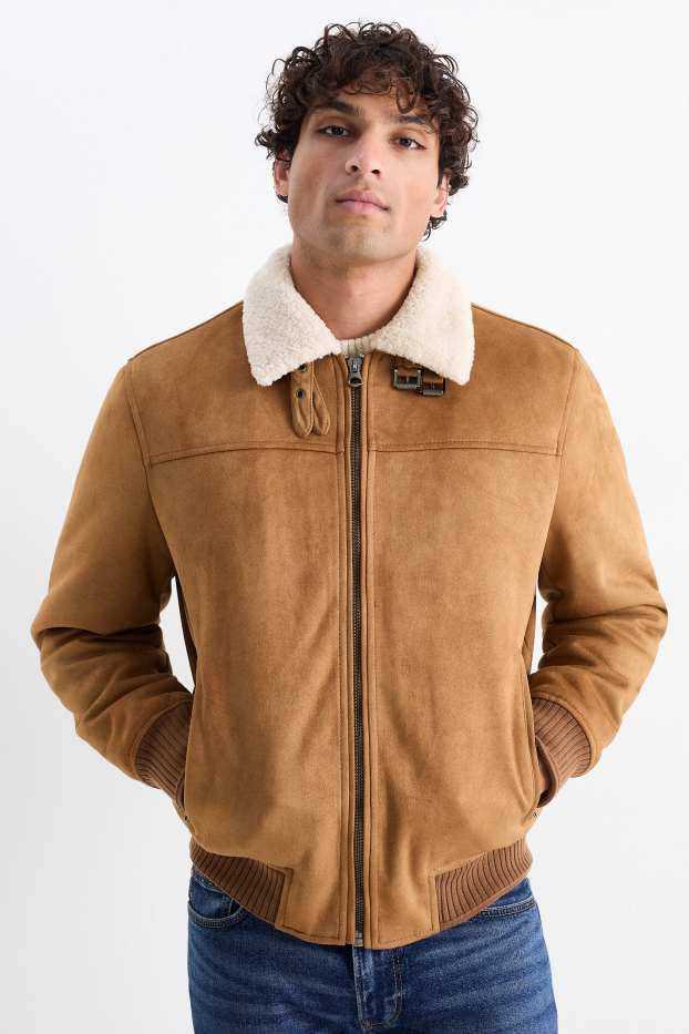 Hommes - Blouson - synthétique - marron clair