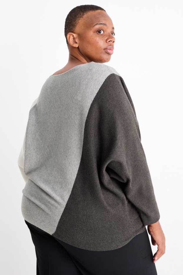 Damen - Pullover - gerippt - grau