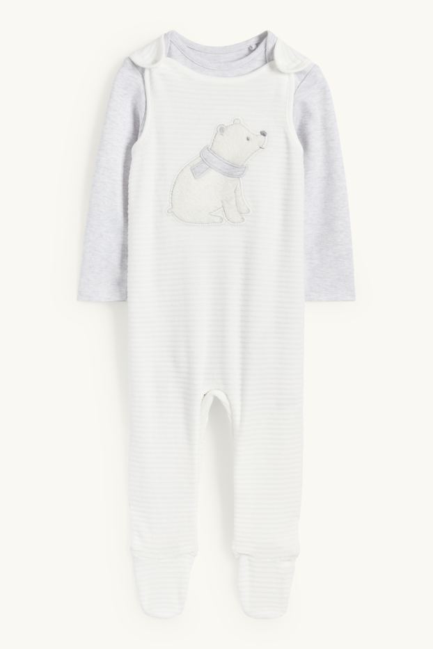 Unisex - Eisbär - Strampler-Set - 2 teilig - hellgrau